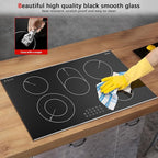 Karinear Electric Cooktop 36 Inch, 5 Burners Electric Stove Top, Built-in Glass Radiant Electric Ceramic Cooktop, Expandable Zones, Lock, Timer, Pause, Metal Edged Protection, 8400W 220~240v Hardwired