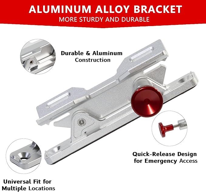 Quick Release Fire Extinguisher Mount - Aluminum Adjustable UTV Roll Bar Fire Extinguisher Holder Mounting Bracket for Jeep Wrangler TJ JK JL JKU Polaris RZR Ranger Cam-Am X3, Silver