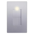 LIDER Minimalist Design Matte Finish Lighted Double Switch with Screwless Wall Plate, Combination Frameless Decorator Switch with Locator Light Ground Terminal Single Pole, 15A 120V, UL Listed, Silver