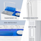 VCJ Portable Washing Machine, Twin Tub Washing Machine Laundry Compact Washer spinner Combo with 28lbs capacity, 18Lbs Washer and 10Lbs Spinner dryer for Apartments RVs and Dorms