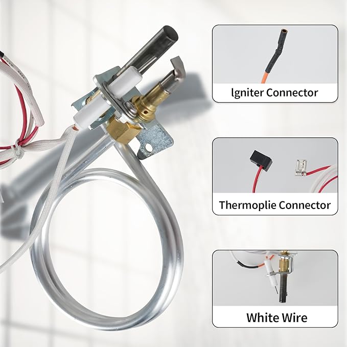 Upgraded 100112330 Water Heater Pilot Assembly,Compatible with 300 301 Series Whirlpool,Fit for A.O.Smith, American, State, Kenmore, Reliance,Replace 9007876 9007877 Thermopile Assembly