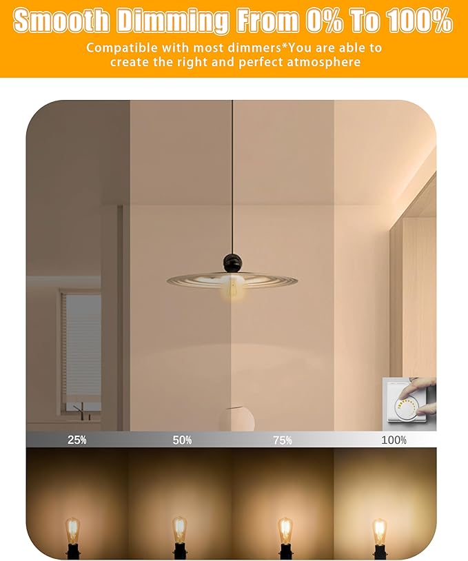 MASTERY MART Dimmable Vintage E26 LED Light Bulb, 2200K Warm White, 5.5W 60W Equivalent, Glass ST19 Edison Style, 400LM Decorative Filament Bulb, UL, Energy Star, 16 Pack