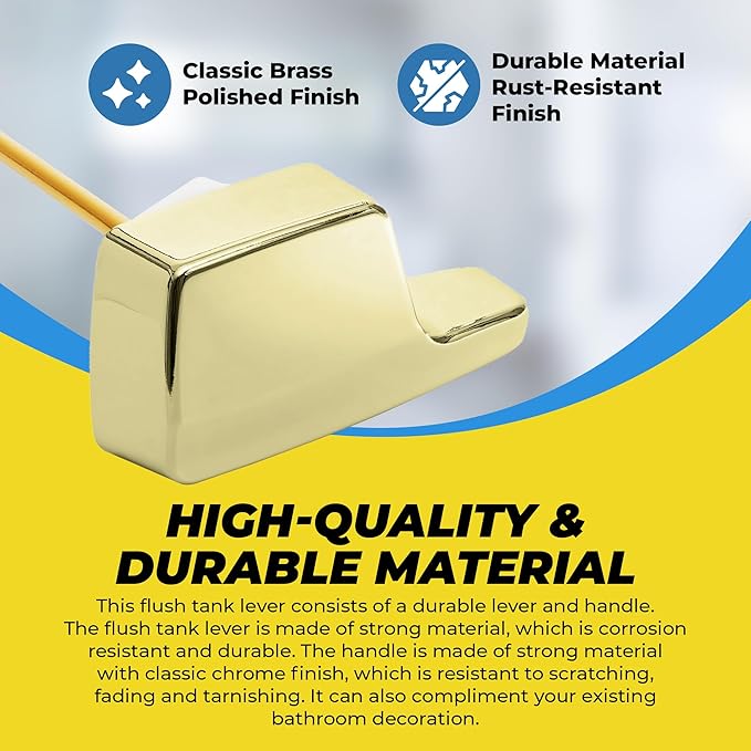 Universal Side Mount Toilet Handle Tank Flush Lever - Modern Durable Toilet Bowl Handles Side Mount - Also Replaces Eljer Toilet Handle & THU004-CP Toto Toilet Handle Replacement (Brass Polished)