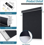 SmartWings Motorized Smart Blinds with Remote, Custom Automatic 100% Blackout Roller Shade Compatible with Alexa/Homekit/Google, Electric Smart Blinds for Indoor Windows, Eclipse Onyx Black