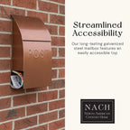 NACH Milano Pointed Rustic Metal Mailbox, Powder Coated Finish Black Mailbox, Maximum Rust Protection, Wall Mount Mailboxes for Outside, 9.5 x 4 x 15, Hardware Included, MB-44906