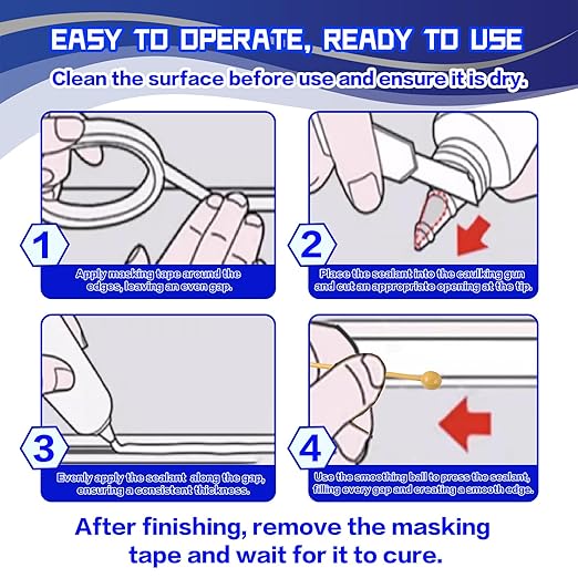 Black RTV Silicone Sealant Adhesive, 100% Silicone Caulk, All-Purpose Waterproof Sealant for Car, Window, Bathroom, Kitchen, Shrink & Crack Proof High Bond Strength Adhesive – 1.8oz / 50g