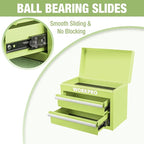 WORKPRO Metal Mini Tool Box, Top Tool Chest containing Two Drawers with Ball Bearing Slides, PVC Drawer Liners and PP Feet Pads, Durable Cold Rolled Steel Small Toolbox for Multi-Purpose Storage