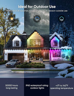 Permanent Outdoor Lights 150ft,RGBW Eaves Light with 108 LED Lights,111+ Scenes Modes Outdoor Lighting, Waterproof Permanent Light for Daily Holiday Halloween Decorations, Works with Alexa,Black
