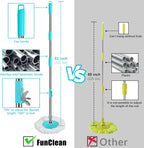 FunClean Spin Mop and Bucket,Mop and Bucket with Wringer Set for Home,360 Spinning Mopping Floor Cleaning Tool with 4 Microfiber Replacement Head Refills,61" Extended Handle, 2X Wheel - Blue