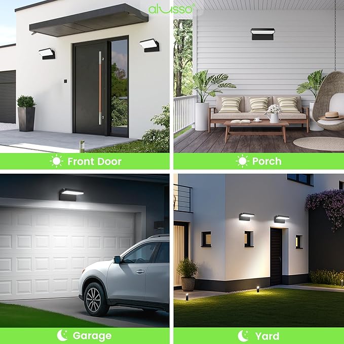 ALUSSO® 20W/40W/55W LED Flood Lights Outdoor, 360° Rotatable Outdoor Wall Light, 3000K/4000K/6500K Exterior Lighting Fixtures, Security IP65 Waterproof Wall Pack Lights for Garage, Porch, Yard, Black