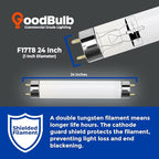 GoodBulb 17-Watt 24 Inch T8 Fluorescent Light Bulb 5000K Daylight White Light Medium Bi-Pin Base 1400 Lumens 86 CRI 36000 Life Hours Instant/Programmed Start Pack of 25