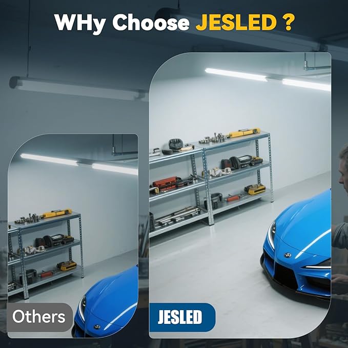 JESLED 24 Pack 4FT T8 LED Bulbs,18W 2400LM 5000K Led Tube Light,Plug and Play or Ballast Bypass,Hybrid Type A+B T10 T12 Fluorescent Bulbs Replacement,Single or Double End Powered,ETL