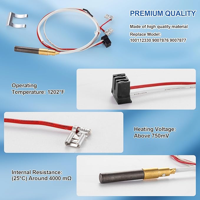 Minivolt Thermopile for Water Heater, Minivolt Thermopile Replacement Part Compatible with Reliance, Whirlpool, AO Smith, Kenmore Water Heater Replace# 100112330 9007876 9007877 300 301 Series