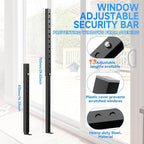 Adjustable Window Security Bars, Window Bars Security Inside Vertical, Window Bar Lock Prevent Burglary, Window Safety Bars for Children, Window Stick Extend from 16.3-29.3 in(Black -4 pcs)