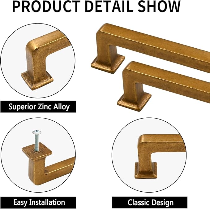 10 Pack 10"(256mm) Vintage Antique Brass Cabinet Pulls Kitchen Cabinet Handles Drawer Pulls Cupboard Hardware for Cabinets CK0078