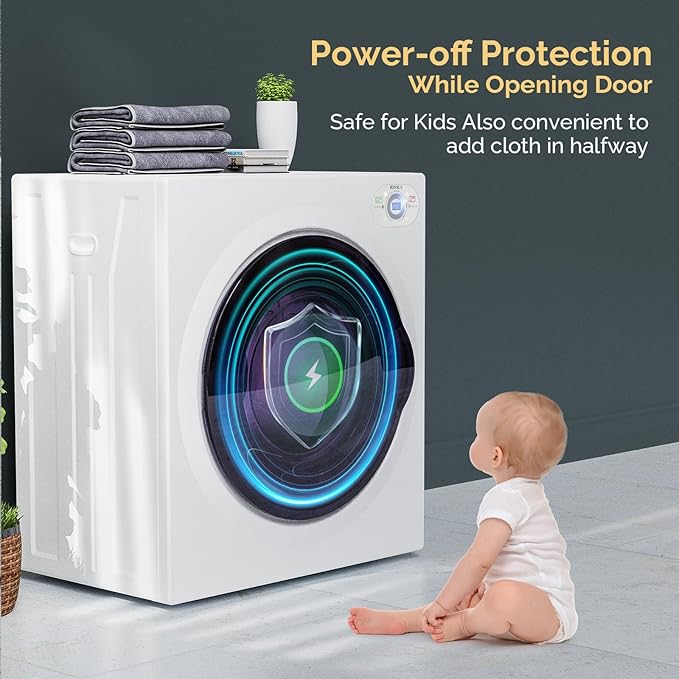 Bonnlo 9LBS Compact Front Load Laundry Dryer, 1400W Stainless Steel Portable Clothes Dryer with LCD Control Panel & Six-Mode Portable Dryer for Apartment, Home, Dorm