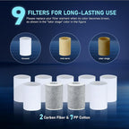 ATQ Water Filter for Sink Faucet Extender Aerator, Reduce Chlorine 1080° Rotating 2 Modes Spray Attachment for kitchen/Bathroom/Toddlers, 9pcs Filter (Aerator1080)