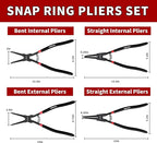 WISEUP Snap Ring Pliers Set Heavy Duty,4PCS-13 inch Internal/External Circlip Kit,Straight/Bent Jaw Tips C-Clip Pliers for Ring Remover Retaining (13 inch Circlip Pliers)