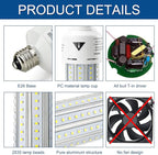 Mafuken 500W Equivalent LED Corn Light Bulb 7500 Lumen Led Bulbs 60W Super Bright 5000K Cool Daylight White E26/E27 Medium Base for Outdoor Indoor Workshop Garage Warehouse Factory Backyard… (A)