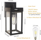 2 Pack Solar Wall Lights Outdoor Waterproof with 3 Lighting Modes & Motion Sensor, Dusk to Dawn Exterior Porch Light fixtures, Solar Wall Lantern Fixture for Garage Porch Yard Front Door