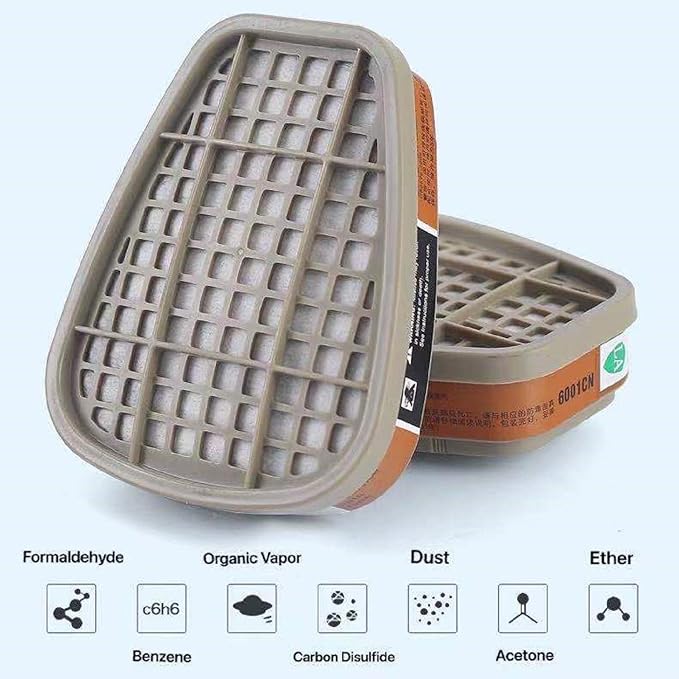 6001 Filter Cartridges for Respirator, Dust-Proof, Organic Vapor, Pollen and Chemical Cartridges, Compatible with 6200, 6800, 7502, FF402 Respirator 30PCS(15Pack)