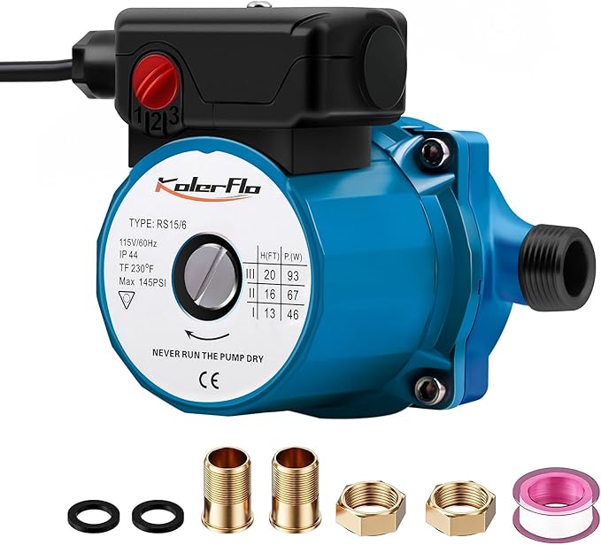 115V Water Recirculating Pump 3/4 Inch Circulating Water Pump for Water Heater System(RS15-6 Blue)