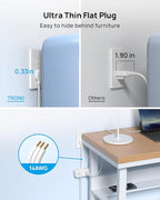 TROND Outlet Extender with 6 Inch Cord, Flat Plug Adapter with 4 Electrical Sockets and 4 USB Ports, Wall Mountable, Multi Plug Wall Outlet for Home Office Travel Dorm, Cruise Ship Essentials, White