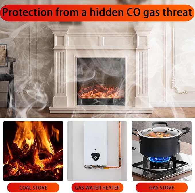 Carbon Monoxide Detectors Plug in,Portable Co Detector with LED Digital Display and 85 Decibel Alarm, Carbon Monoxide Alarm for Home,RV,Travel,Tested to UL 2034 Standards (2 Pack)