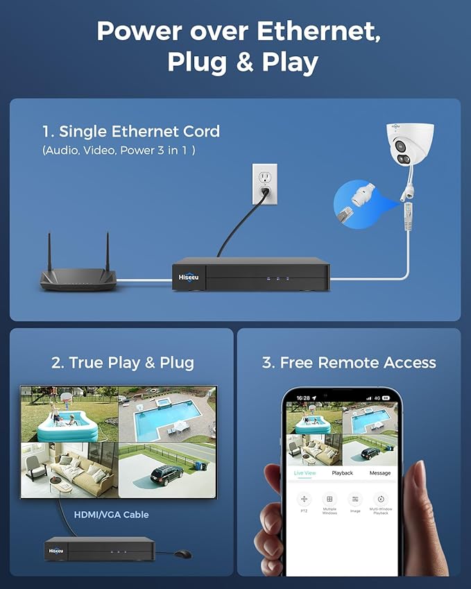 [12MP Ultra HD] Hiseeu 12MP PoE Security Camera System, 8 Pcs 12 MP Security Cameras, 121°Wide View, 2 Way Audio, Color Night Vision, 8 Port 16 Ch PoE NVR, 4TB HDD for Home Surveillance Outdoor&Indoor