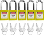 SAFBY Lockout Tagout Locks, Safety Padlock, Keyed Differently Loto Safety Padlocks for Lock Out Tag Out Kits Station (Yellow NO.1-10)