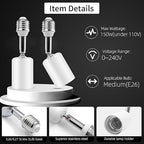 Ceramic E26 Light Bulb Socket Extender - 5.5inch Long - 90 Degree Angle Adjustable- 150W Max and Fire-Resistant - Light Extension for Medium Bulb Socket (1)