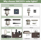 XMCOSY+ Solar Pathway Lights Outdoor, 2-Tone LED Waterproof Garden Outdoor Lighting for Yard Stainless Steel & Glass Solar Powered Landscape Walkway Driveway Decor (Warm White)