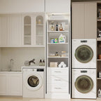 Closet System with Drawers, Wood Closet Organizer System with Adjustable Shelves and Extra Hanging Rod, 81"Tall Closet System for Small Closets, Modular Walk-in Closet System, White (2FT)