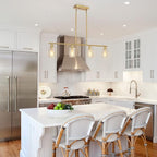 Modern Gold Kitchen Island Chandelier 4-Light Brushed Brass Farmhouse Pendant Light Industrial Kitchen Island Lighting Fixture with Glass Shades Hanging Lamp for Dining Living Room