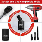 Universal Joint Swivel Socket Adapter 1" Drivers,U-Joint Drive CR-MO Impact Grad Wobble Socket Wrench Set