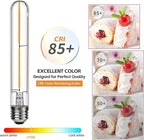 Long T10 LED Bulb, 7.3in Vintage Edison Dimmable Bulb 6W 2700K Warm White Tubular Bulbs, E26 Medium Base Clear 600LM 60W Equivalent for Cylinder Pendant Wall Sconces Chandelier Vanity 12Pack