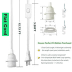 Plug in Light Socket - 16Ft Pendant Light Cord Kit E26/E27 Light Socket Hanging Lantern Lamp Cord with On/Off Switch,Socket Rings, 2 Pack, White