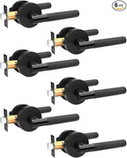 6 Pack Black Lever Door Handle, Passage Interior Door Lever for Closet and Hall, Reversible Knurled Handle Without Lock