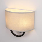 Industrial 2-Lights Wall Sconce Fixtures with Linen Fabric Shade, Double Wall Light Lamps Decor for Hallway Bedroom Living Room Bathroom Stairway