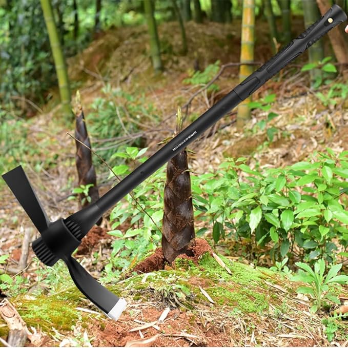 Garden Pick Cutter Mattock, 36" Heavy Duty Pick Axe with Forged Heat Treated Steel Blades Hoe for Weeding, Prying and Chopping, Digging Tool with Fiberglass Handle (5LB-with 36" Fiberglass Handle)