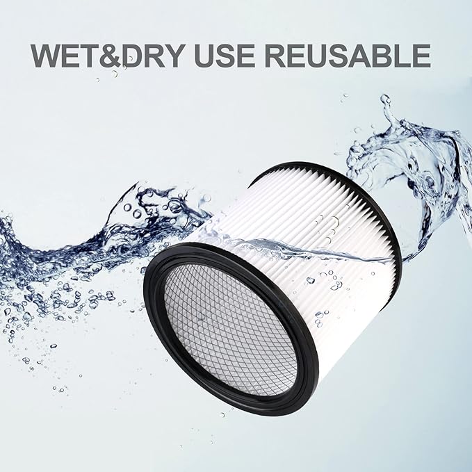 Shop-Vac High Performance 90304/90344 Cartridge Filter, Fits most 4-16 Gallon Shop-Vac Wet/Dry Vacuums, High Efficiency Nanofiber Filtration Paper, PET and Reusable, 1 Pack