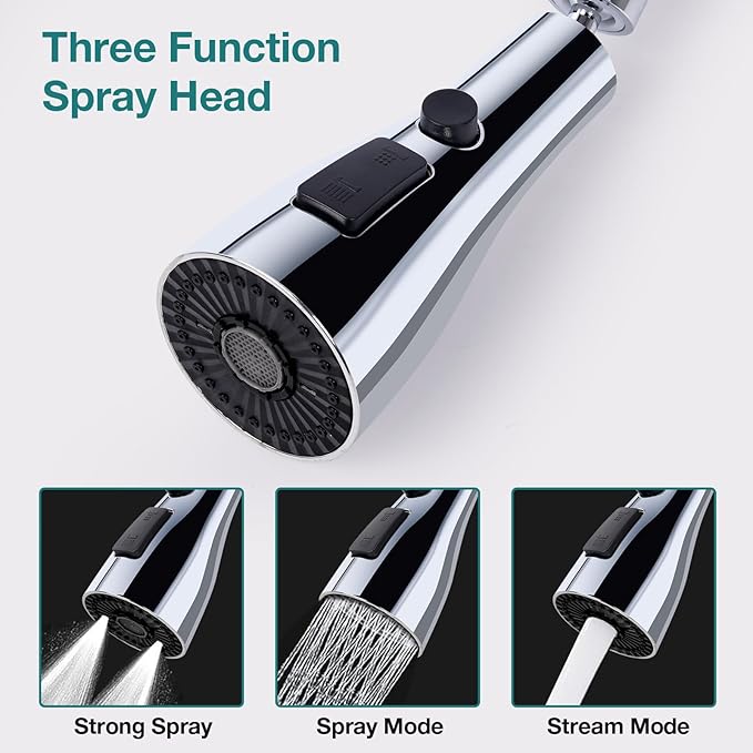 Replacement parts for taps Large angle 360 degree swivel Splash guard extensions For normal taps 3 patterns of splash guard sprayers (Black)