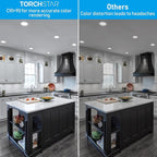 TORCHSTAR 12-Pack 6 Inch 5CCT LED Recessed Lighting with Night Light, Anti-Glare Baffle Trim, 2700K3000K3500K4000K5000K, High CRI90, 12W Dimmable Ultra-Thin Canless Wafer Downlight, ETL