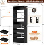 Aheaplus Closet System Set of 2, 4-9Ft Wood Closet Organizer with Drawers & Shelves, Closet Organizer System with 8 Hanging Rods, Walk-in Closets Organizer Wardrobe Closet Rack, Black