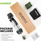 Laser Level with Tripod, HUEPAR 98Ft Self Leveling Laser Level Green Line Laser Cross Line Laser Leveler Tool for Picture Hanging, Tile, Home Renovation, Indoor Project, Battery&Carrying Bag Included