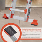 Ladder, A Frame 4 Step Ladder Extension, 14 FT Anti-Slip Multi Position & Storage Folding Ladder, 330 lbs Security Load Telescoping Aluminum Ladders for Stairs Home Indoor Outdoor Roof