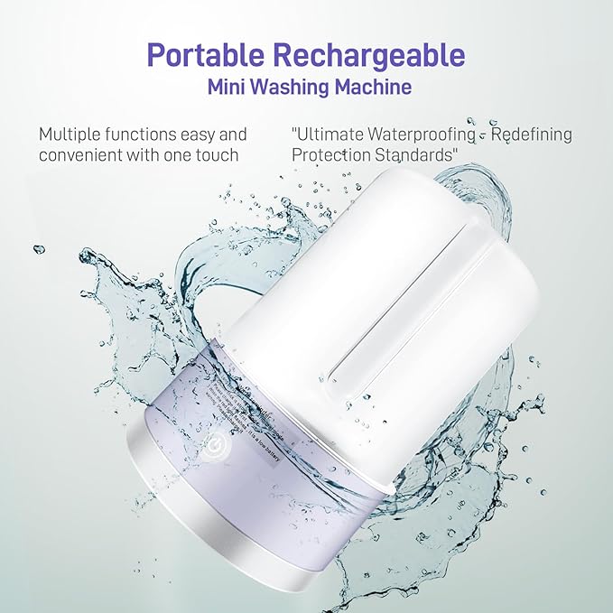 Portable Mini Washing Machine | Compact Deep Cleans Underwear, Baby Clothes, Small Laundry | Lightweight for Apartment, Dorm, Hotel, Travel & Camping | Quiet Energy-Efficient（Purple）
