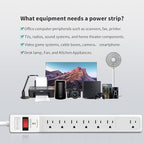 PLUGTUL Surge Protector 20FT (980 Joules), Flat Plug Power Strip, Extension Cord with Multiple Outlets, 7 Outlets, ETL Listed, 14 Gauge, Wall Mountable for Home Office Garage, White