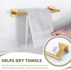 Suyar Brushed Gold Bathroom Accessories, SUS 304 Stainless Steel Bathroom Hardware Set 4 Pieces, Include Robe Hook, Toilet Paper Holder, Hand Towel Holder, Towel Bar, Wall Mount