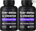 Liver Cleanse Detox & Repair Formula | 20+ Herbs: Milk Thistle Extract with Silymarin, Artichoke, Dandelion, Chicory Root Powder & More! | Premium Liver Support Pills Supplement, 60 Capsules (2-Pack)